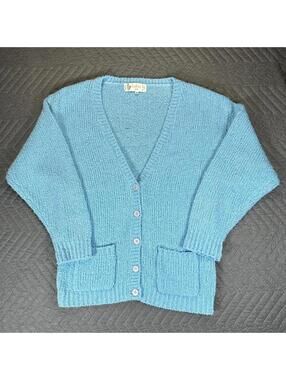 Vintage knit cardigan in a soft blue tone.